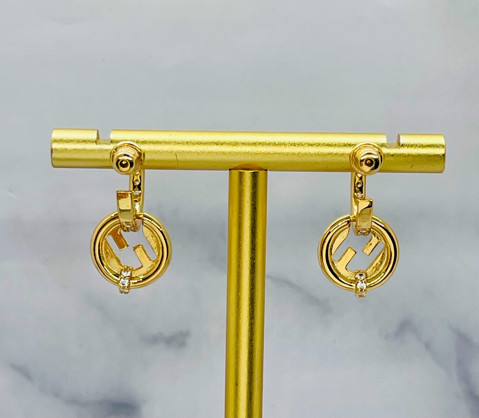 FENDI FF Rhinestone Hoop Earrings – Pre owned / MF6239