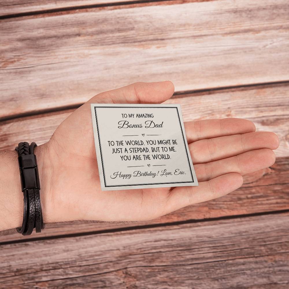 Bonus Dad Gift, Cross Bracelet: To the World, You Might Be Just A Stepdad…