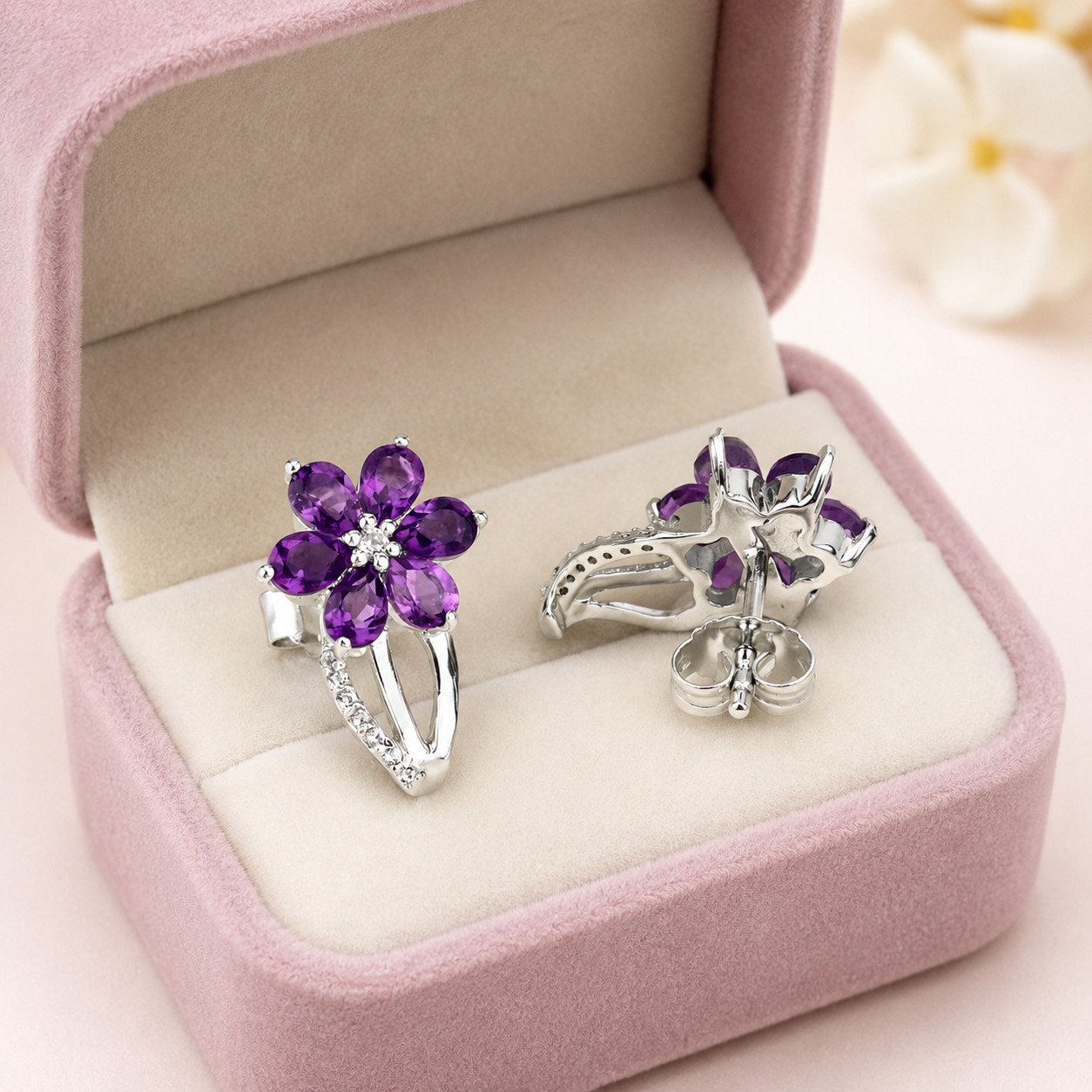 2.00ct Pear Cut Simulated Amethyst Pretty Stud Earrings 14k Yellow Gold Plated