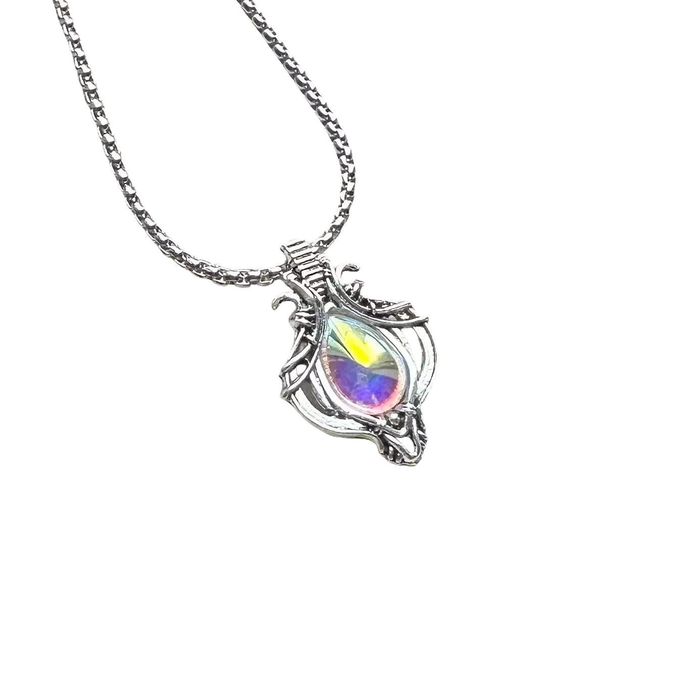 Purple Fire Labradorite Wire Wrapped Pendant Handcrafted Copper Dailywear 3.07″
