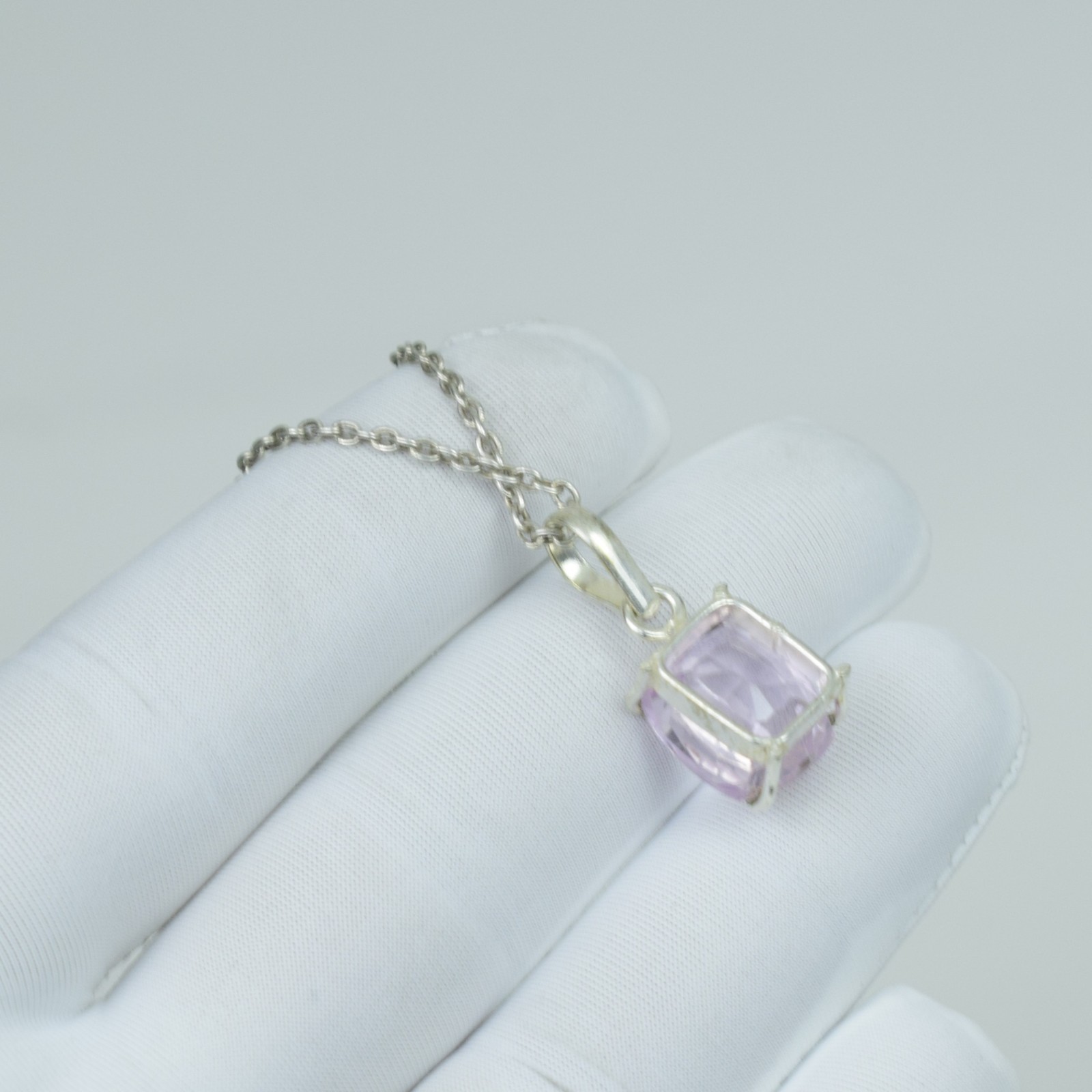 Beauty Pink Kunzite Pendant, 18Ct Vintage Jewelry, 925 Sterling Silver Necklace,