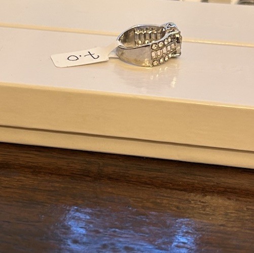 Size 7 Silver Tone Round CZ Diamond Ring No Mark