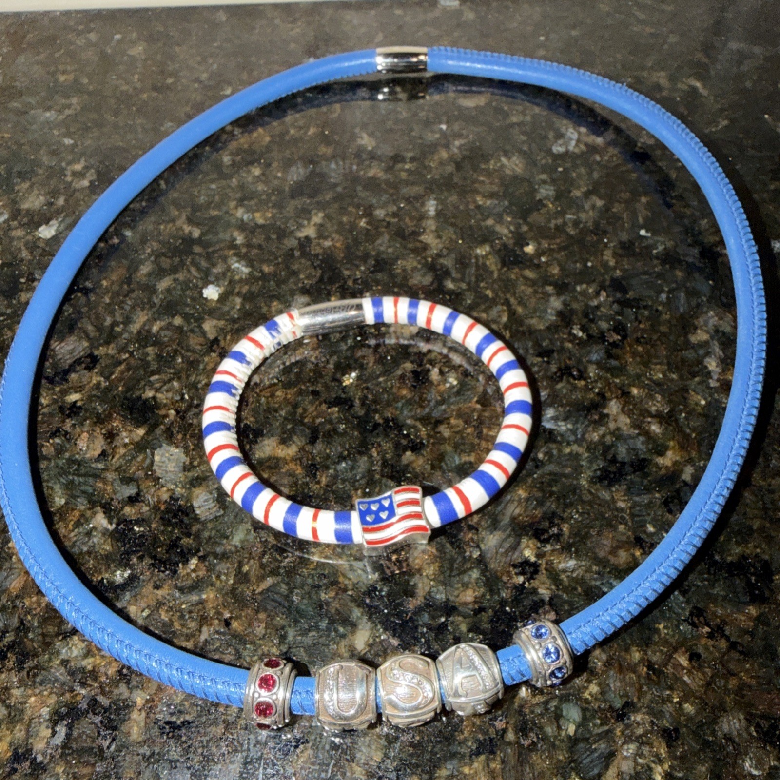 Brighton USA flag spacers Woodstock navy royal blue triple single Red Whit Blue