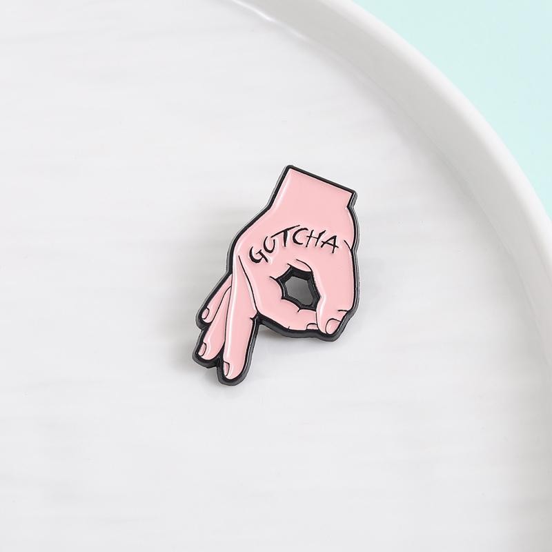 Gotcha Ok Gesture Enamel Pins Brooch Creative Game Okay Gesture Brooche Backpack