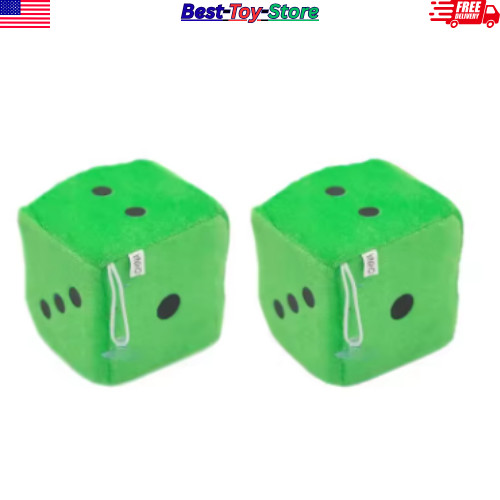 2PCS Plush Fuzzy Dice Car Rear View Mirror Decoration