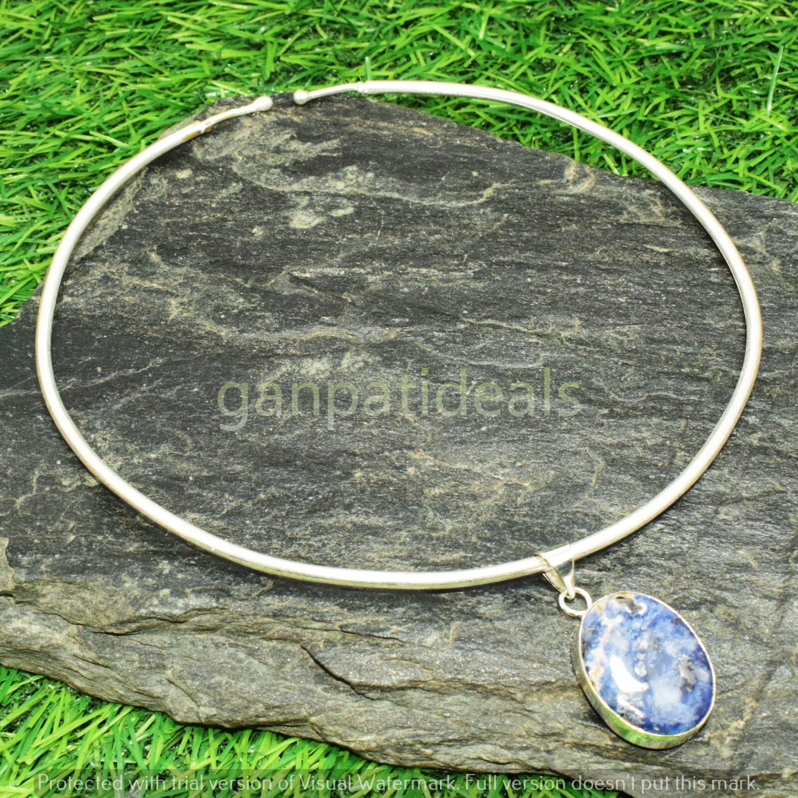 1pcs Sodalite Choker Pandant Necklace Set Beautiful Flexible & Easy to Wear