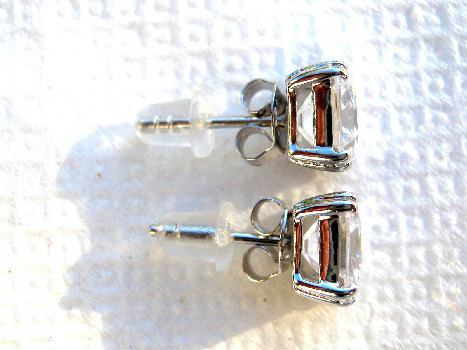 4 Ct Sterling Silver .925 Cubic Zirconia Asscher Cut Studs 7mm Square Princess