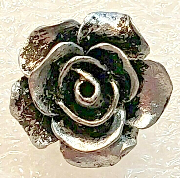 Rose Flower Bloom Antique Silver Color Acrylic Post Style Earrings Jewelry