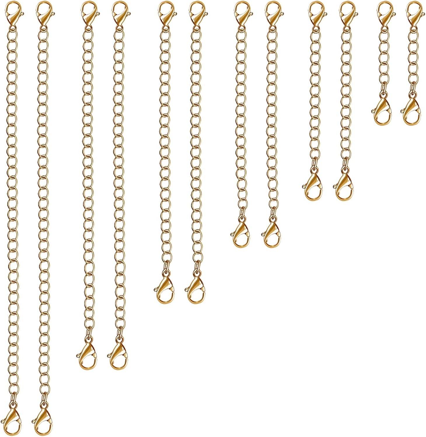 UUBAAR 12 PCS Necklace Extenders – Stainless Steel Necklace Extension Chain for