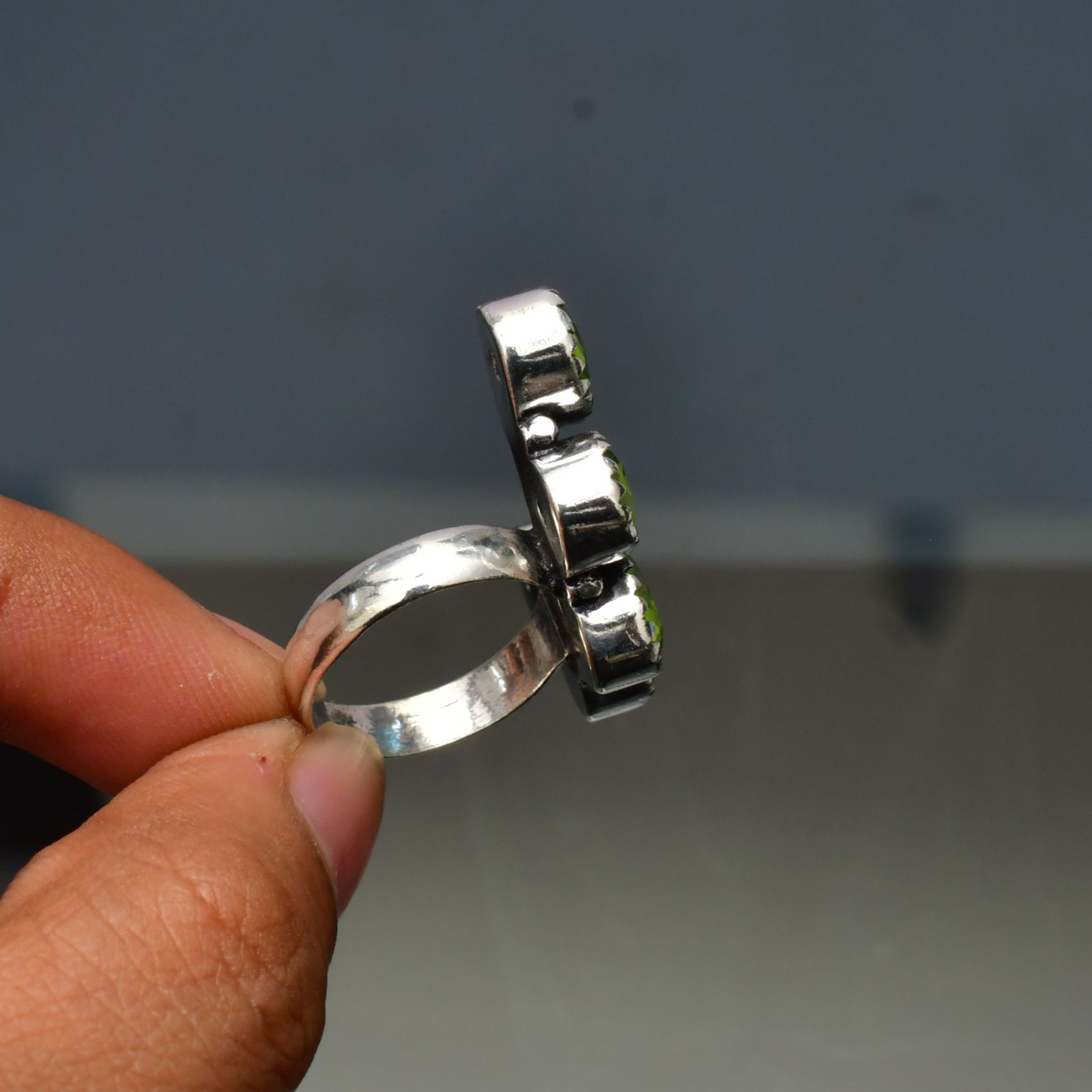 Peridot (Lab-Created)Gemstone 925 sterling silver Handmade Ring- All Size