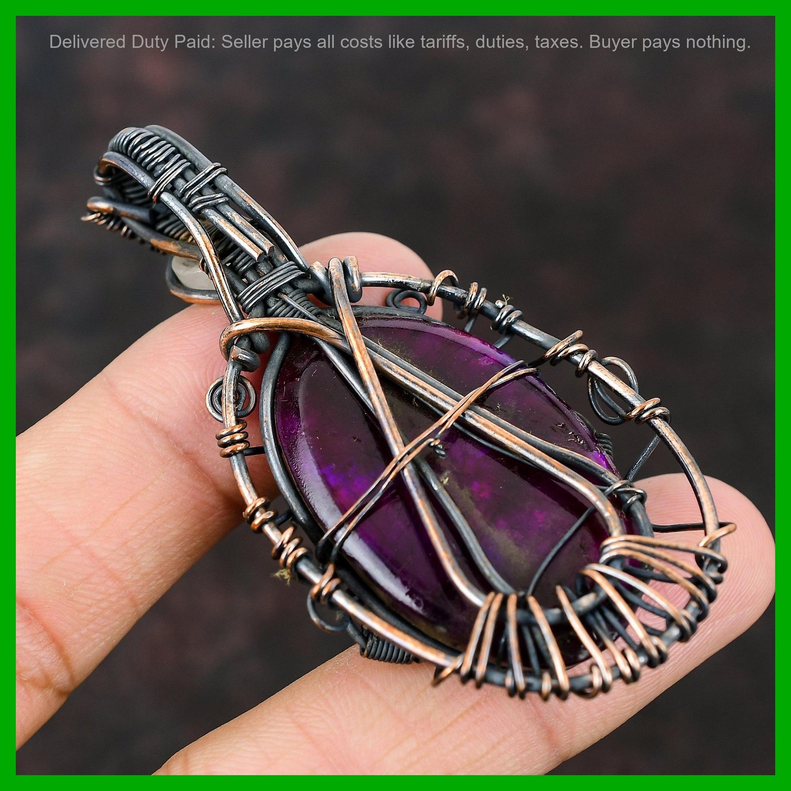 Natural Pink Fire Labradorite Rainbow Moonstone Copper Engagement Ethnic Pendant