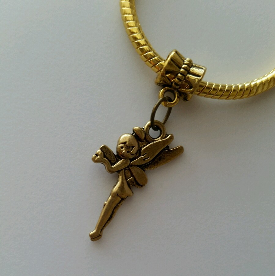 Fairytale Tinker Bell Dangle Charm Bronze Gold Tone European Bracelet Us