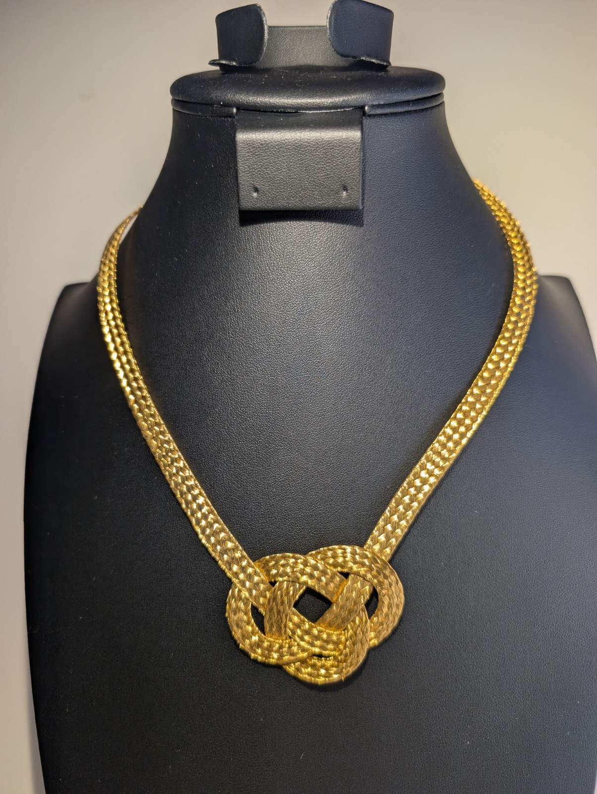 Carol & Stelios Paraskavas 24K Gold Plated Mesh Hercules Knot Necklace