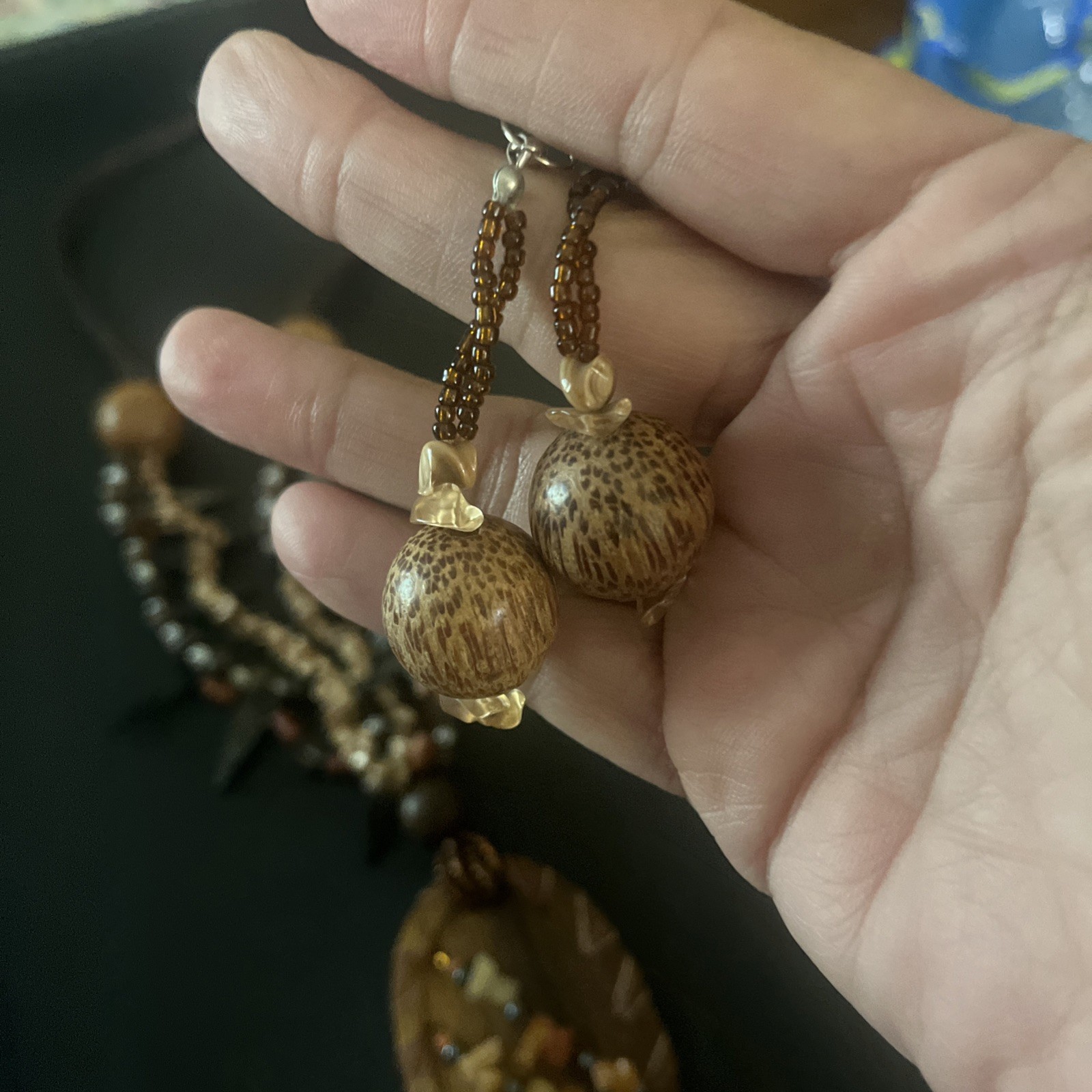 Artisan Boho Jewelry Bundle – 1 Necklace, 4 Bracelets, 1 Pair Earring Wood Cool