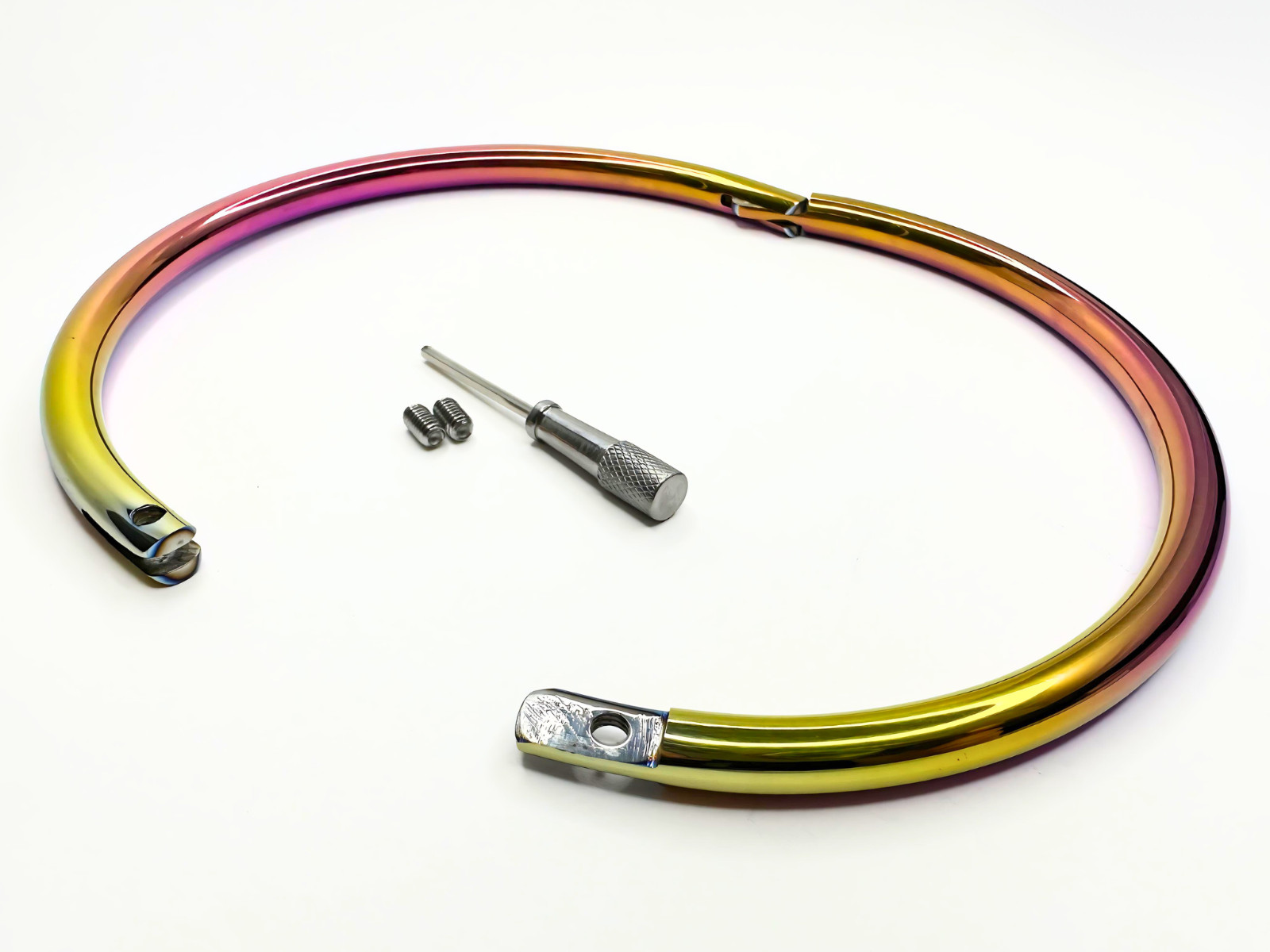 15″ Aluminum Rainbow Eternity Collar Lightweight Locking Collar 8mm – CuffStore