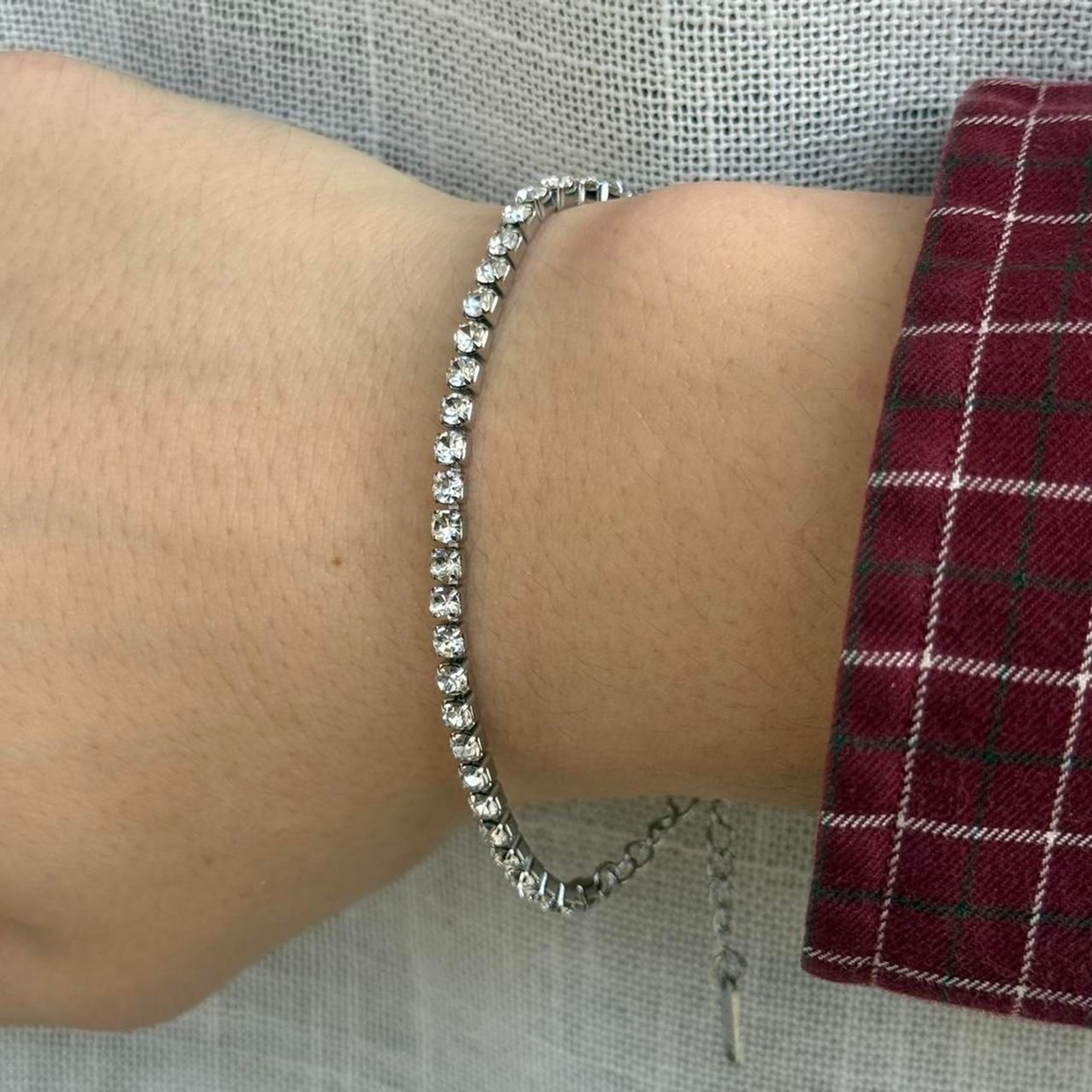 Stainless Steel CZ Tennis Bracelet Silver Cubic Zirconia Stackable Chain