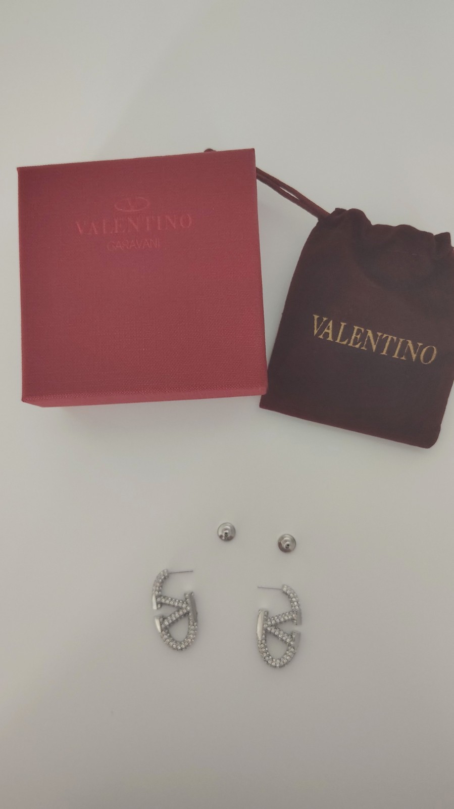 Valentino Garavani VLogo Signature metal Silver crystal Earrings