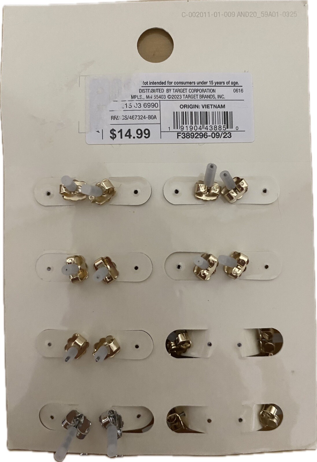 New Women’s A New Day Mini Cuffs Hoops And Stud Earrings 8 Pair Nickel Free