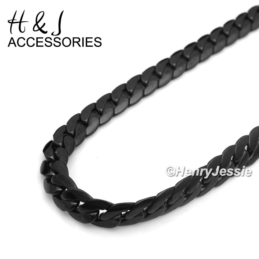 7″-11″MEN 316L Stainless Steel 6mm Black Plated Miami Cuban Curb Bracelet*B155