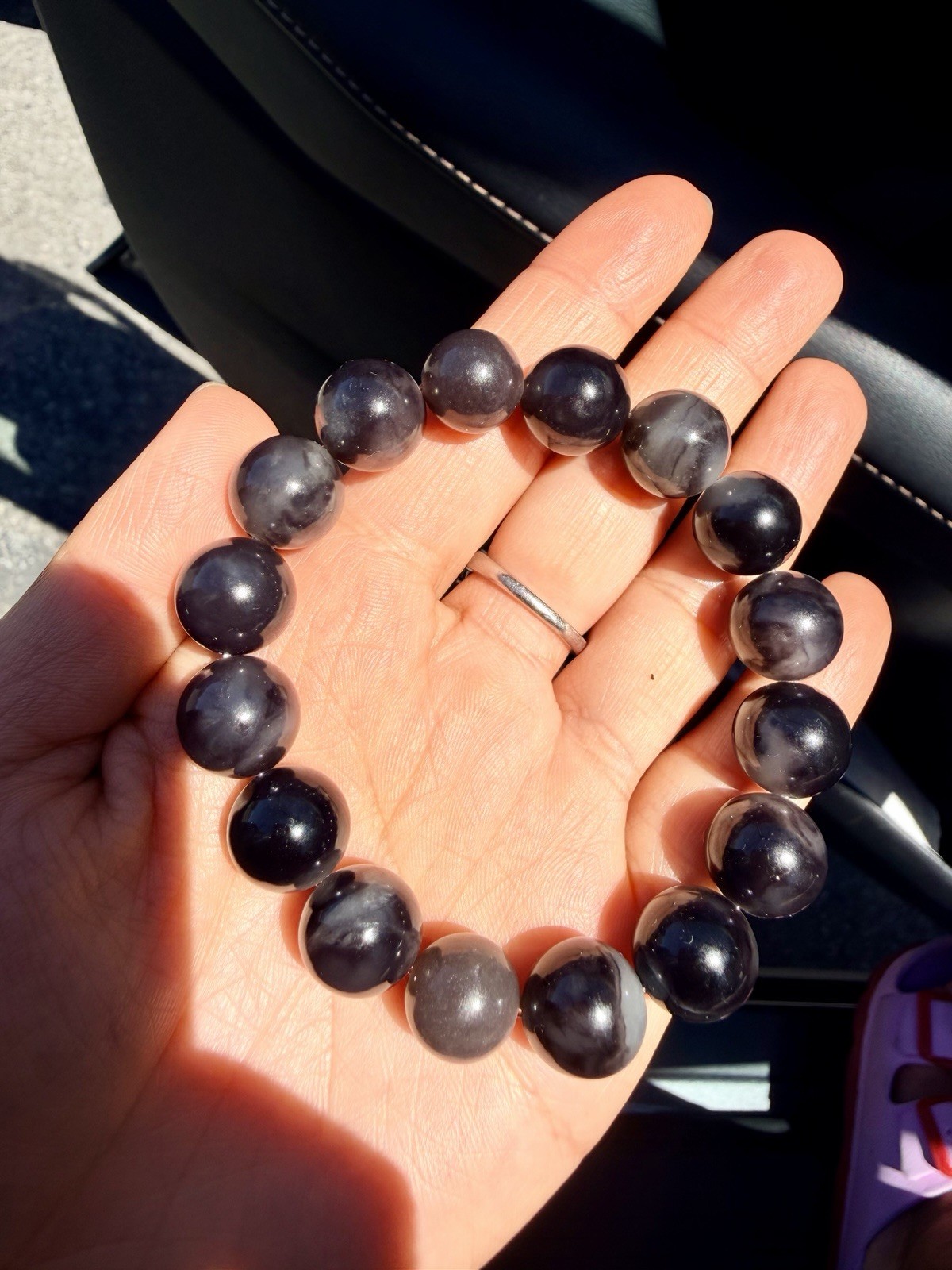 Nephrite Hetian Jade bracelet 13m Qinghua Style Emperor purple Half Half 和田玉帝王紫