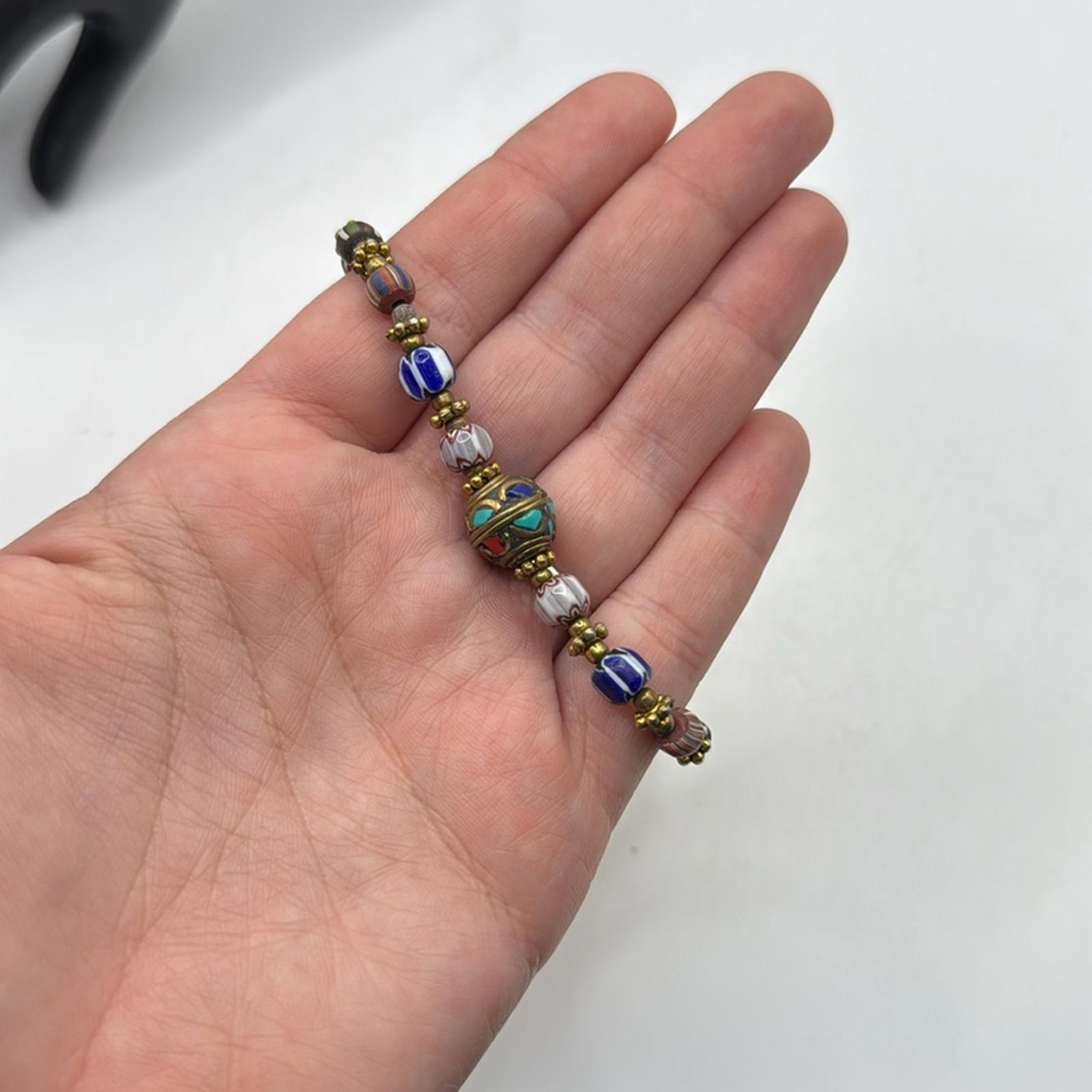 Vintage Nepal African Bracelet Artisan Beads Tibet Colorful Jewelry