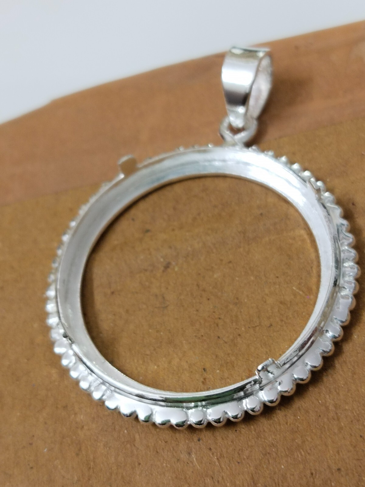 925 Sterling Silver Round Bezel Pendant prong jewelry Making Tools Coin