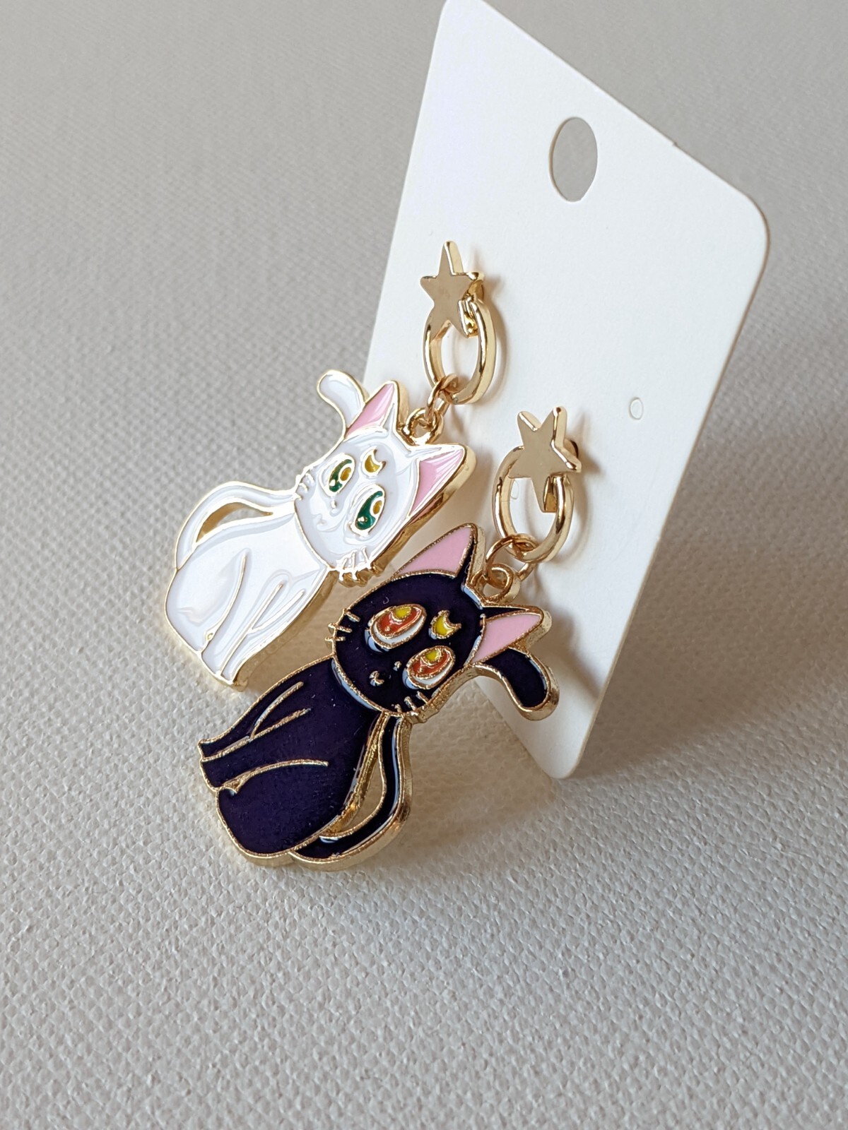 Sailor Moon Cat Luna & Artemis Women Earrings Casual Enamel Alloy Brass Stud