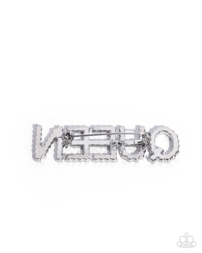 Queen Behavior – White Paparazzi Brooch