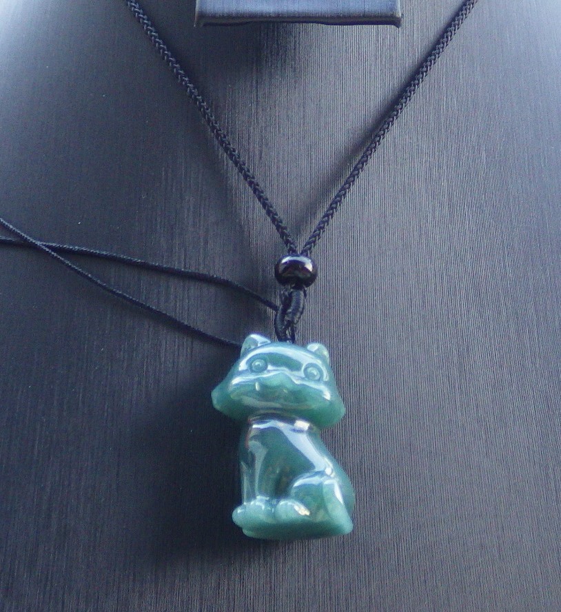 1 pcs Green A JADE JADEITE PENDANT Cat 招财猫 131871