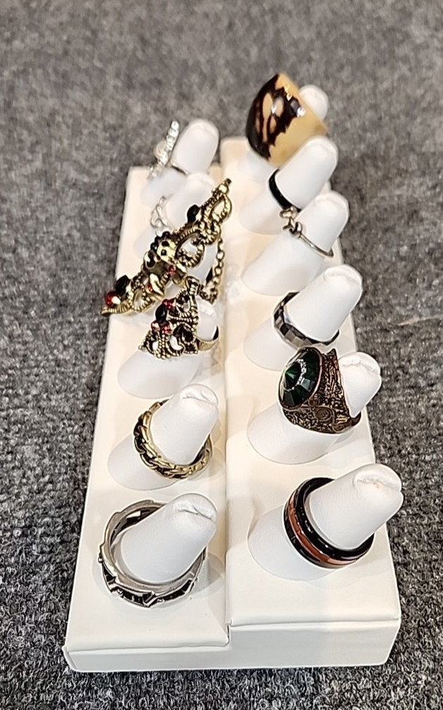 Jewelry 11 Rings Gothic Collection Skull 2 Rings w/Chain See Description #203