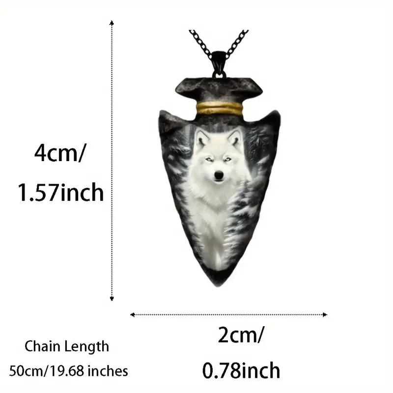 Wolf White Arrow Head Necklace Native American Jewelry Nature Pendant
