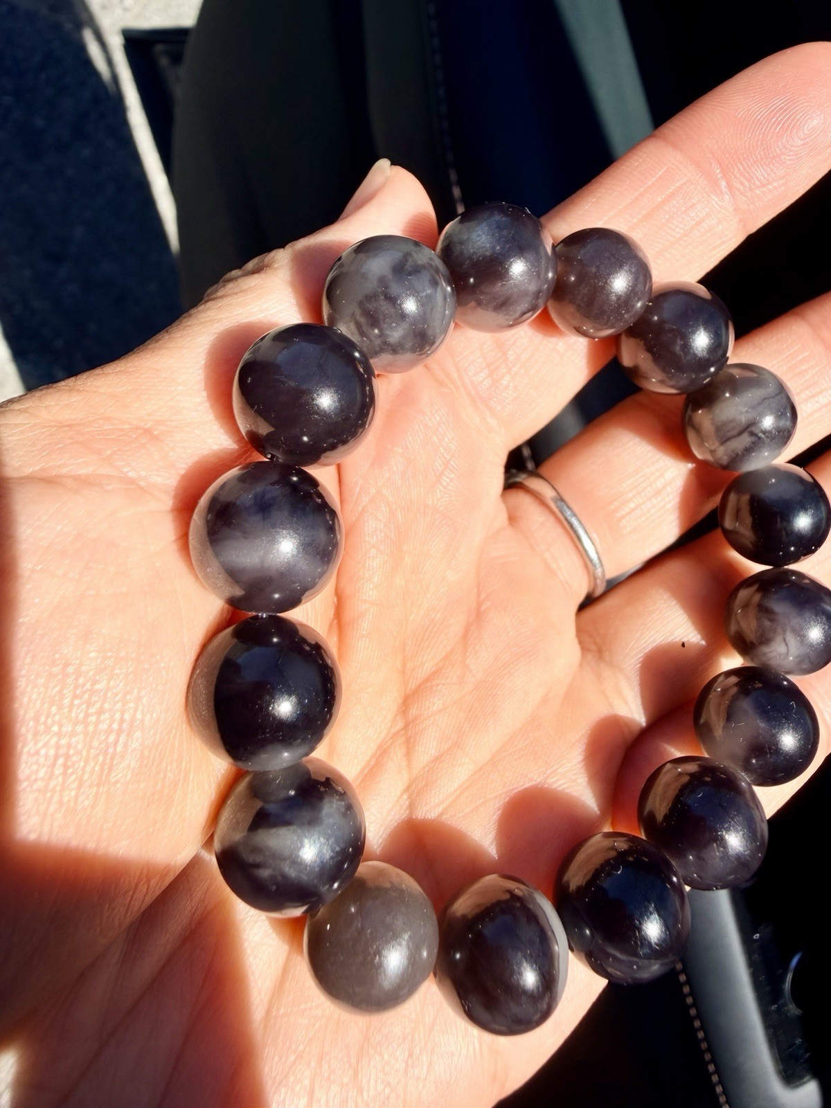 Nephrite Hetian Jade bracelet 13m Qinghua Style Emperor purple Half Half 和田玉帝王紫