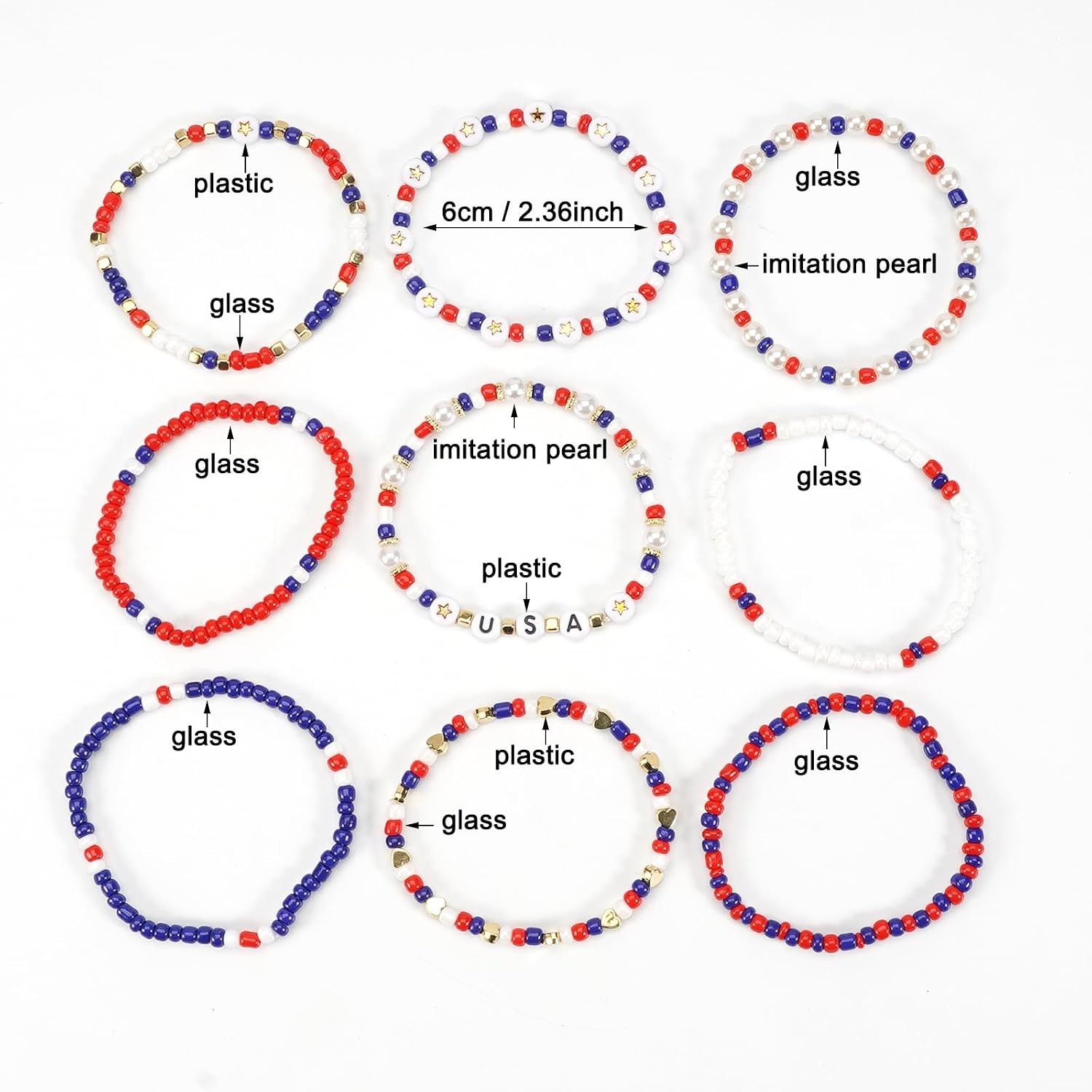 Versatile American Spirit Bracelet – Red, White & Blue Beads for All Occasions