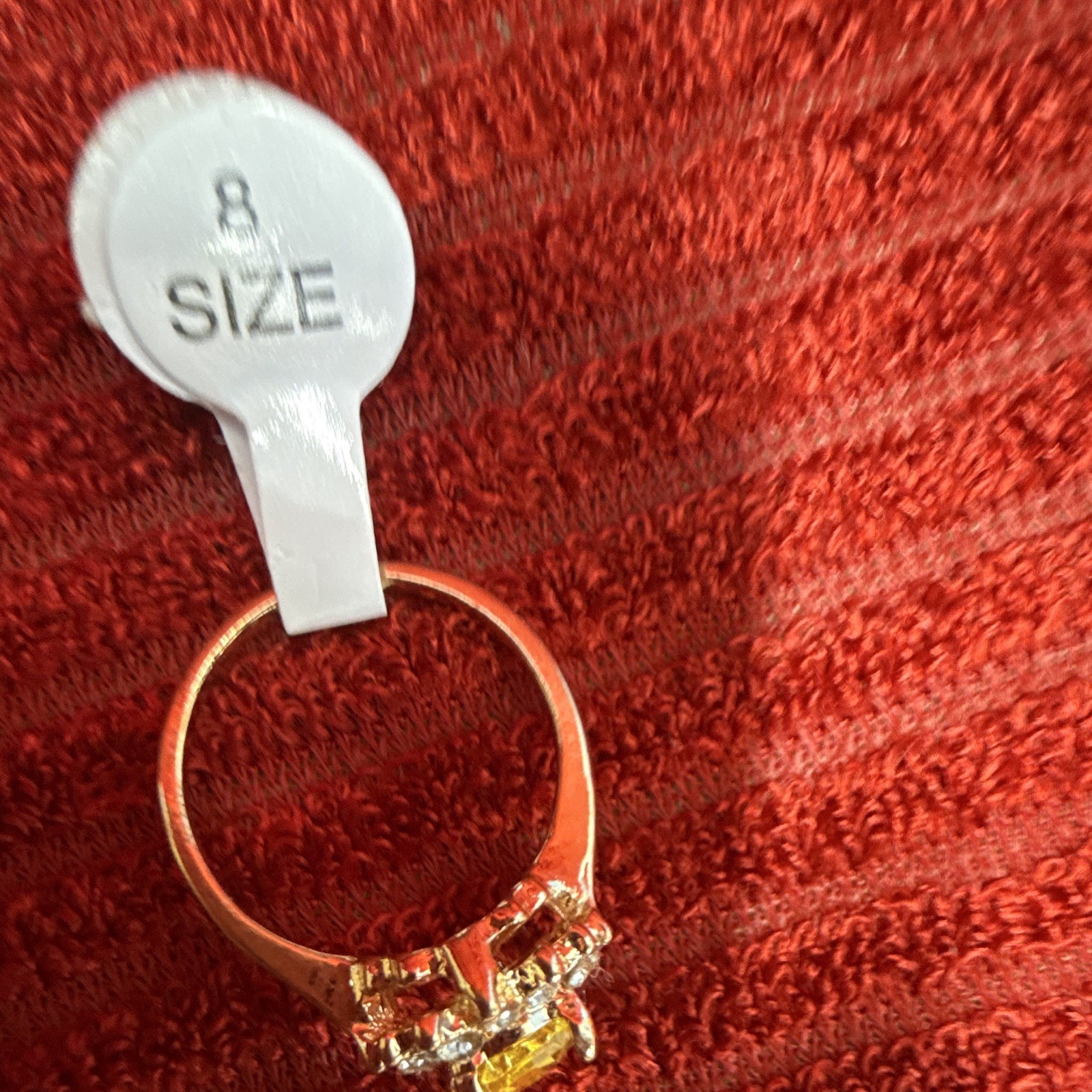 Oval Yellow Stone Halo Cocktail Ring Gold Tone Metal Gemstone Size 8