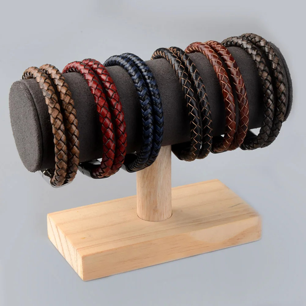 Genuine Leather Double Rope Braid Bracelet For Men Multicolor Choice