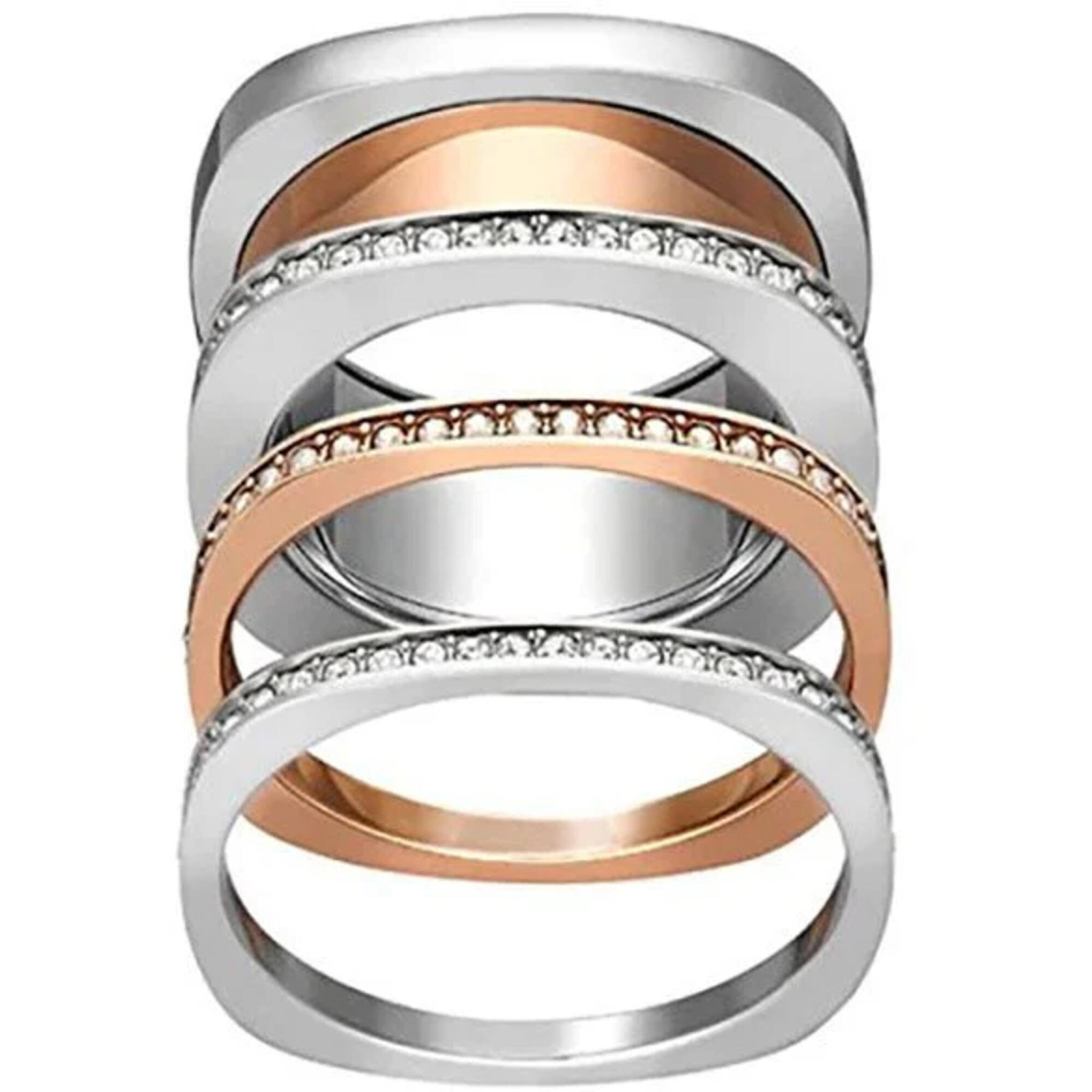 Swarovski Women’s Ring Vio Rhodium and Rose Gold Plated Crystals, Size 7 5152856