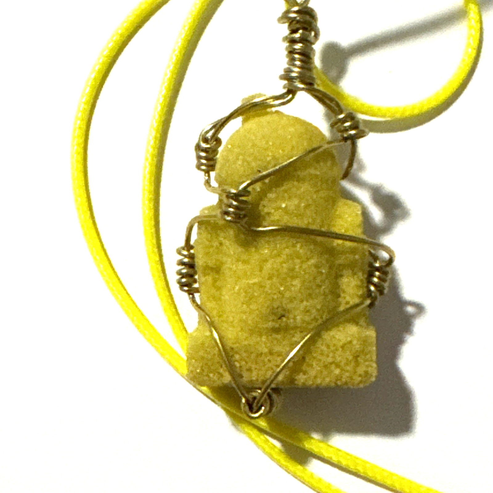 Yellow Star Wars R2D2 Necklace Jewelry Yellow 20″ Cord Genuine Stone Handmade