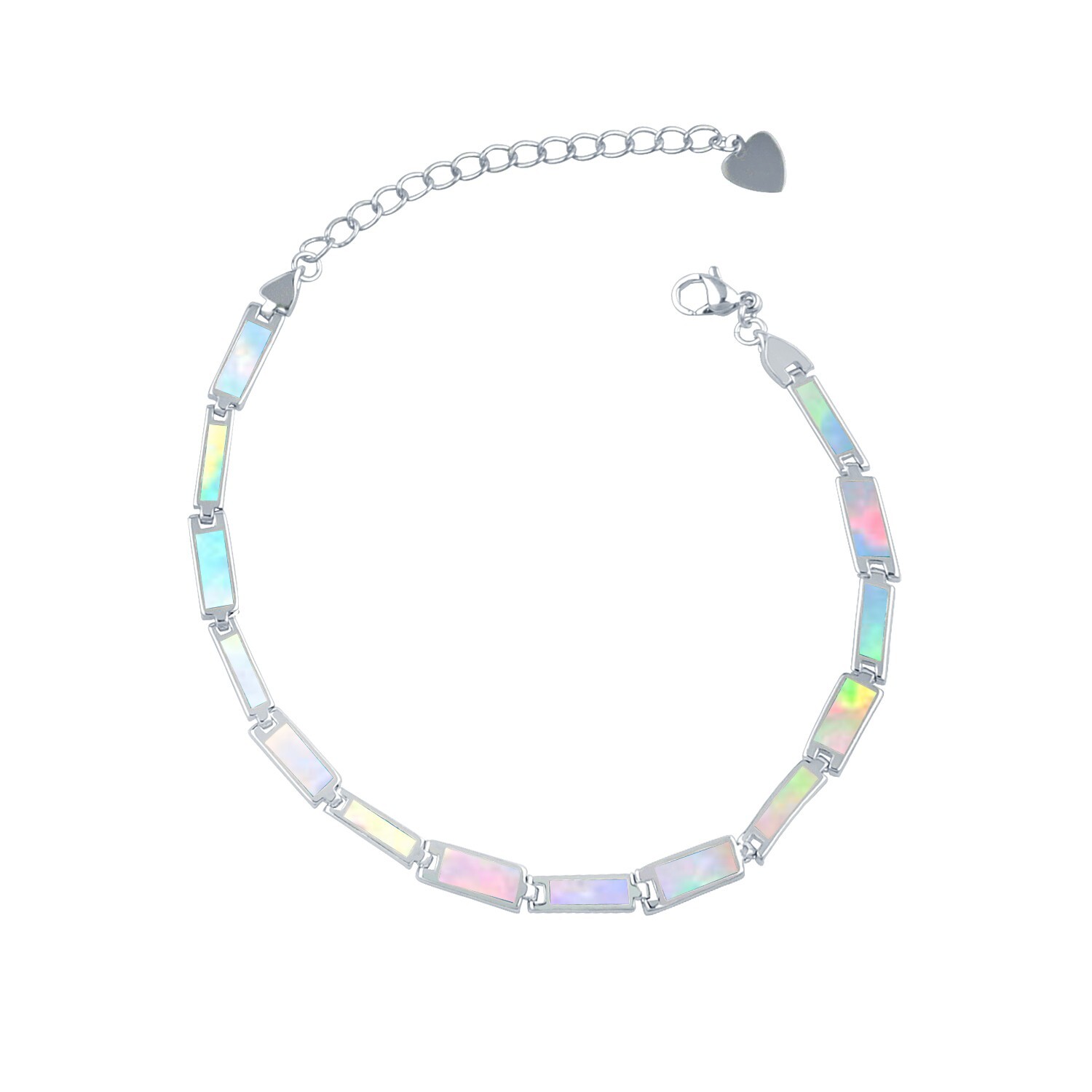 Hawaii White Opal Rectangle Bracelet Sterling Sliver Jewelry For Women Girl
