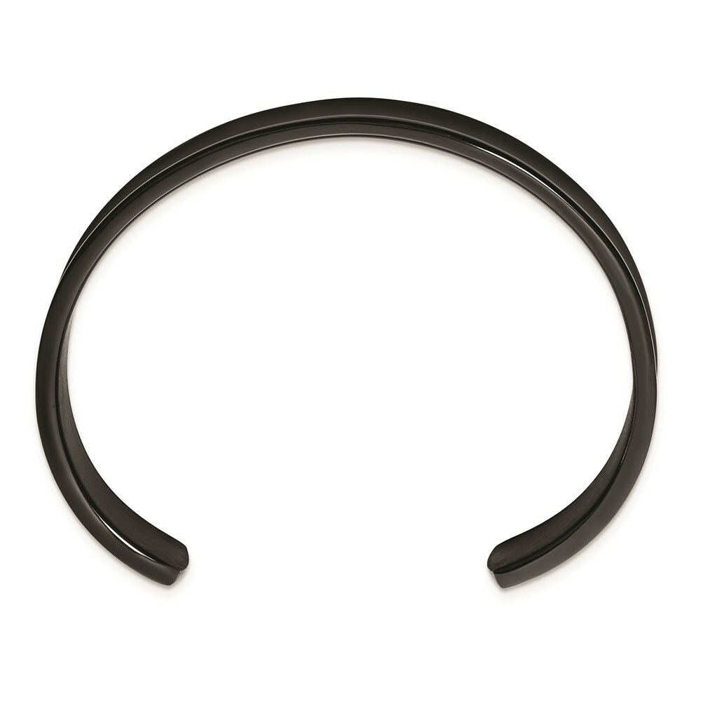 Titanium Brushed w/Polished Edge Black IP-plated 10mm Cuff Bangle