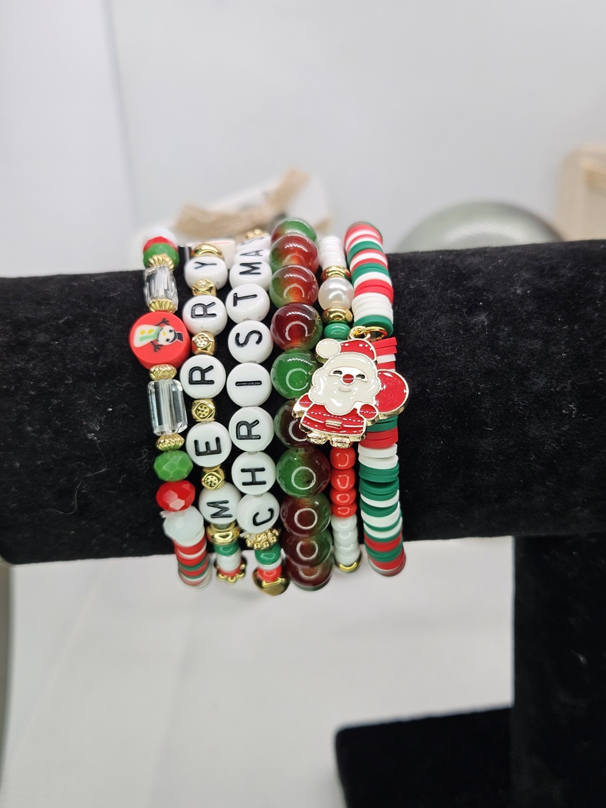 Joyful Christmas Colored Set Of 6 Bracelets Bundled For Xmas Gifts