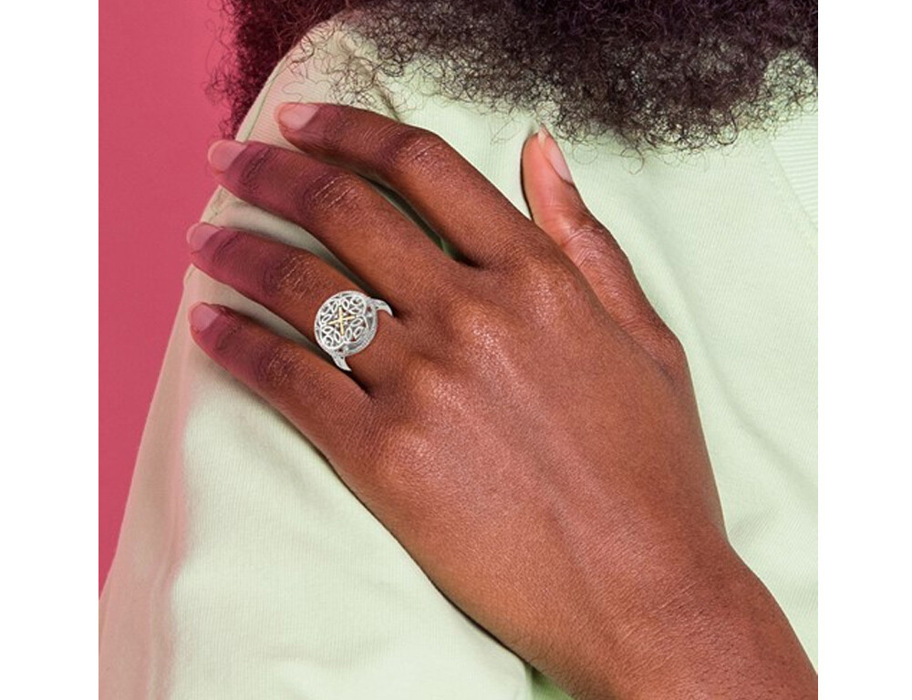 Sterling Silver Vintage X Ring with Diamond Accent