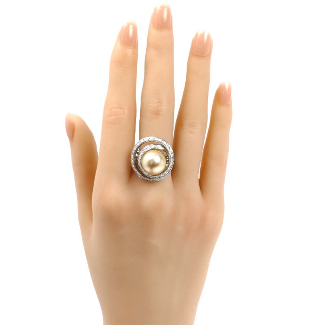 TASAKI Pt900 Platinum Ring South Sea Pearl Approx. 12.0mm Diamond Used KOER-0