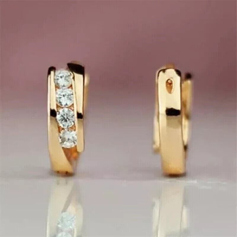 2 Ct Round Simulated Diamond Hoop Huggie Women’s Earrings 14k Yellow Gold Plated