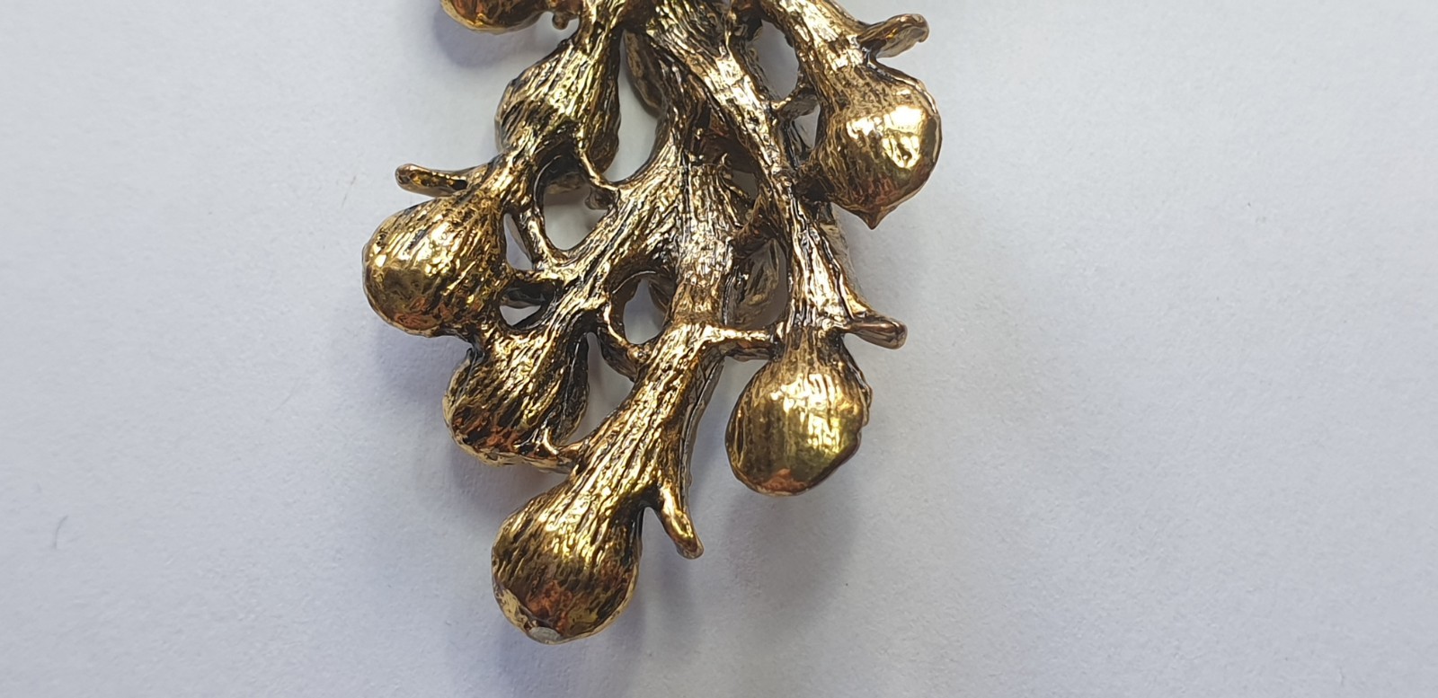 Peacock Brooch. Gold tone with Multicoloured glass beads . 84mm x 28mm.