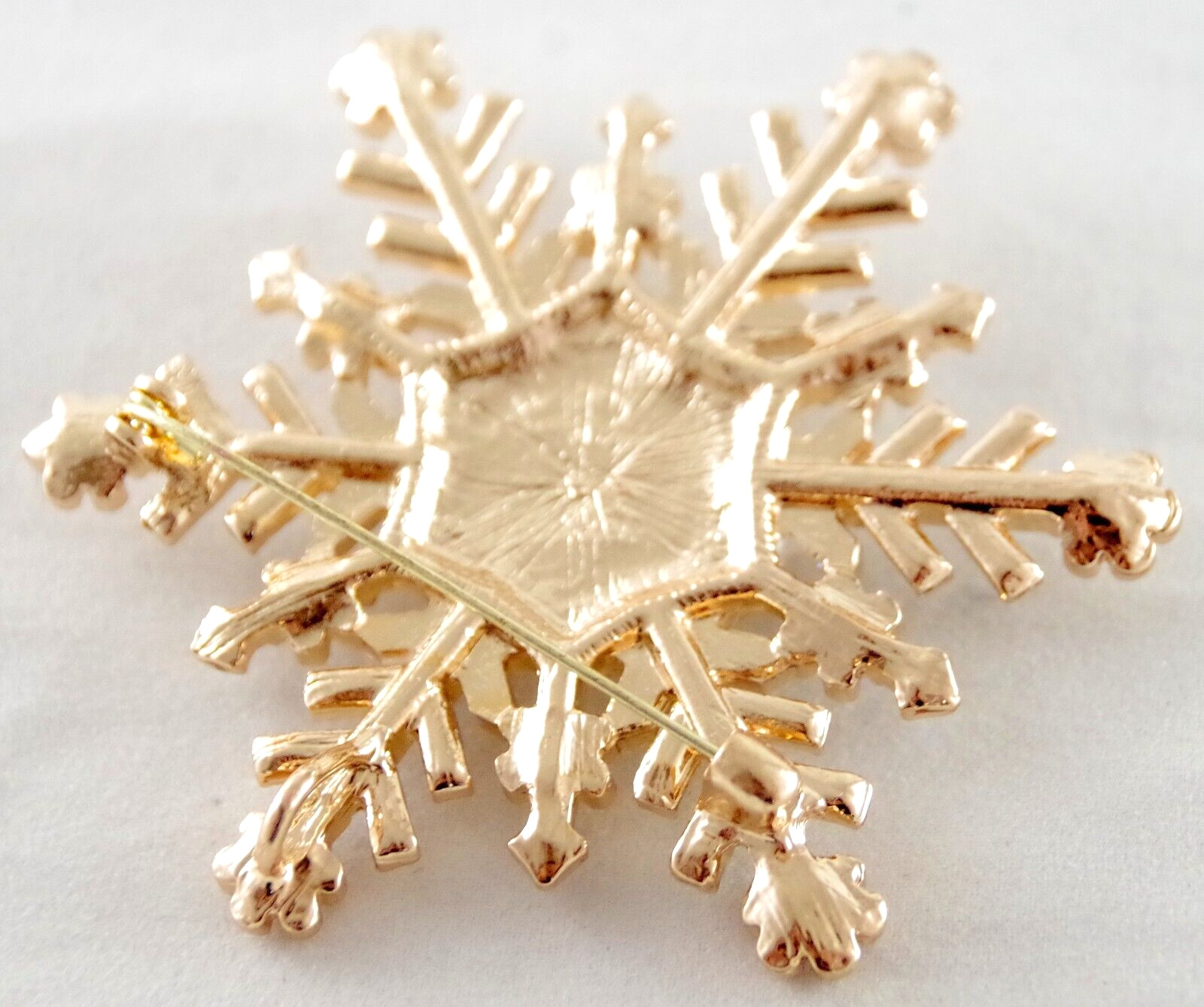 3″ NWOT UNSIGNED VTG INSPIRED MOON FACE AB RHINESTONE SNOWFLAKE PENDANT BROOCH