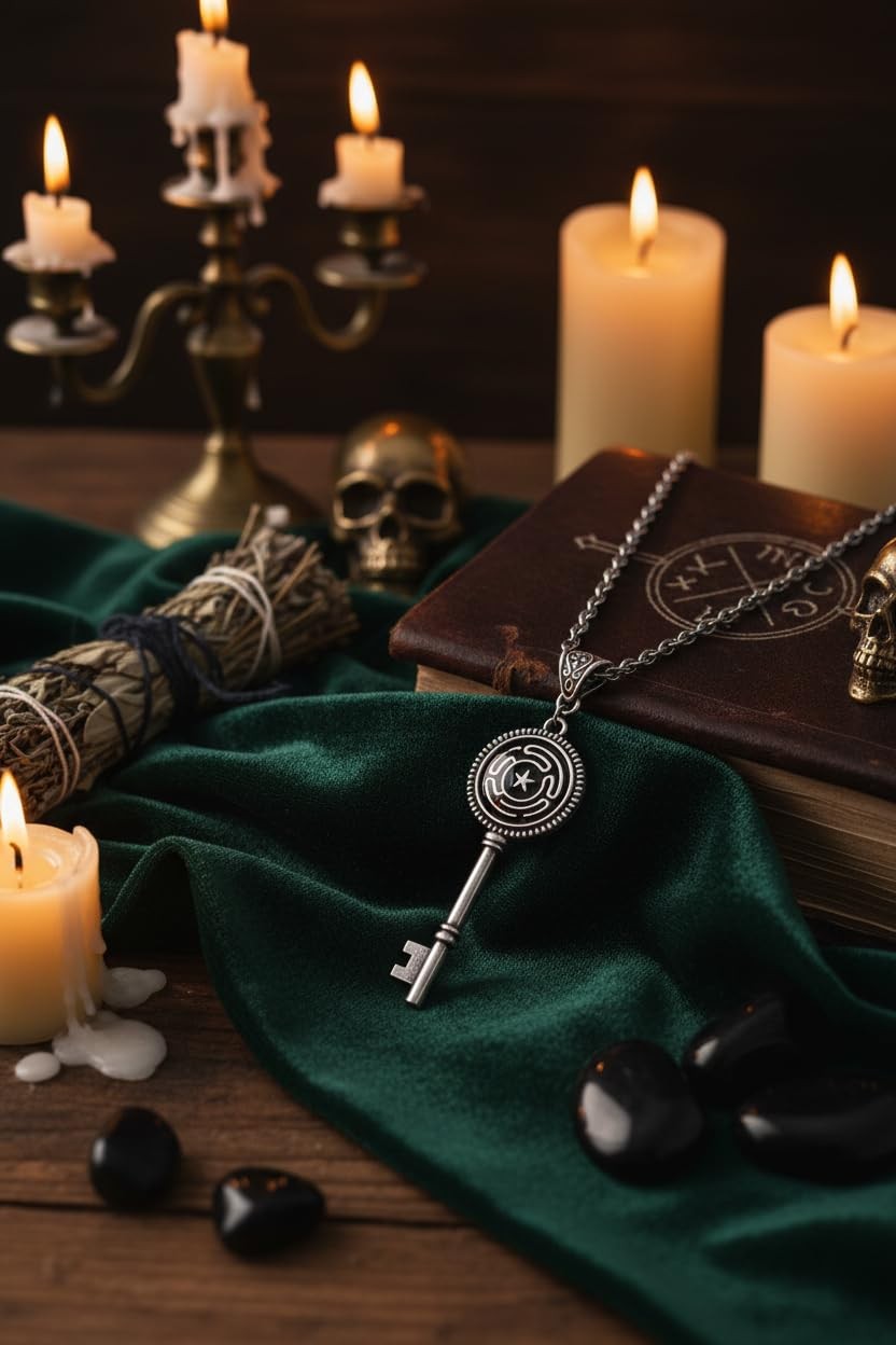 Hecate Key Necklace for Men Women, Alloy Steel Witchcraft Amulet Key Pendant,…