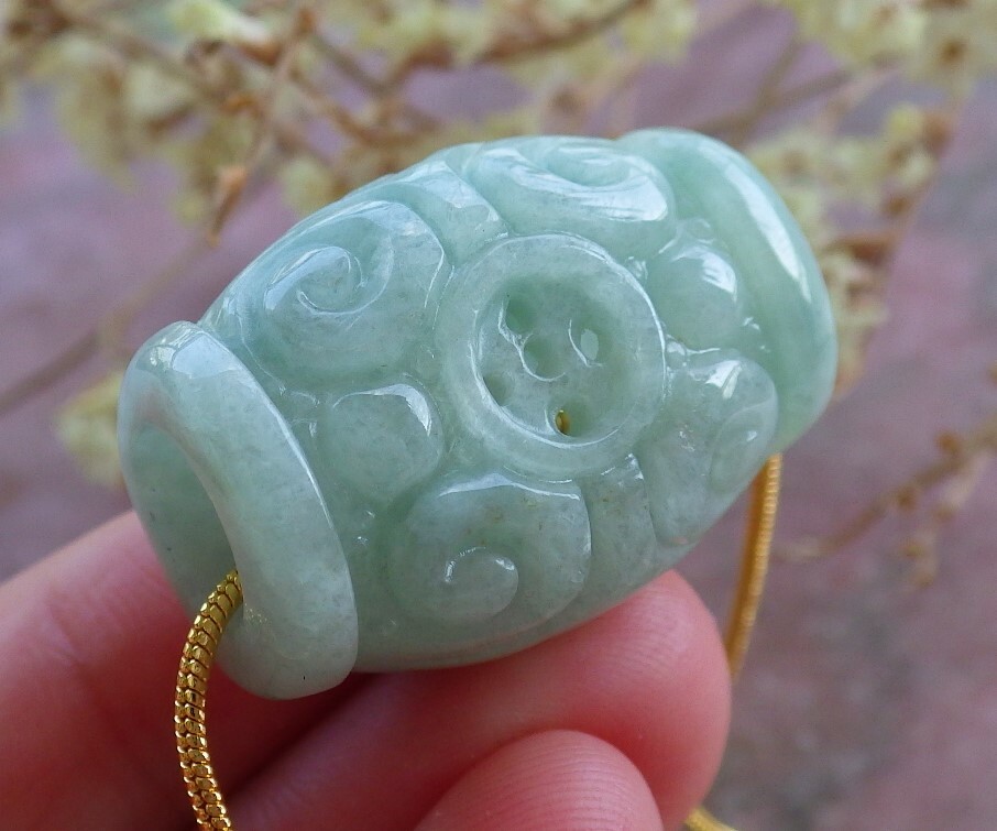 1Pcs Certified Lavender Green Natural A Jade jadeite Pendant Flower Bead 469874