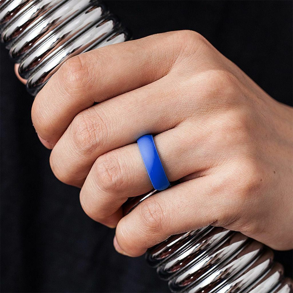 Set of 7 Pack Silicone Wedding Engagement Ring Men Women Rubber Band Gym Sports
