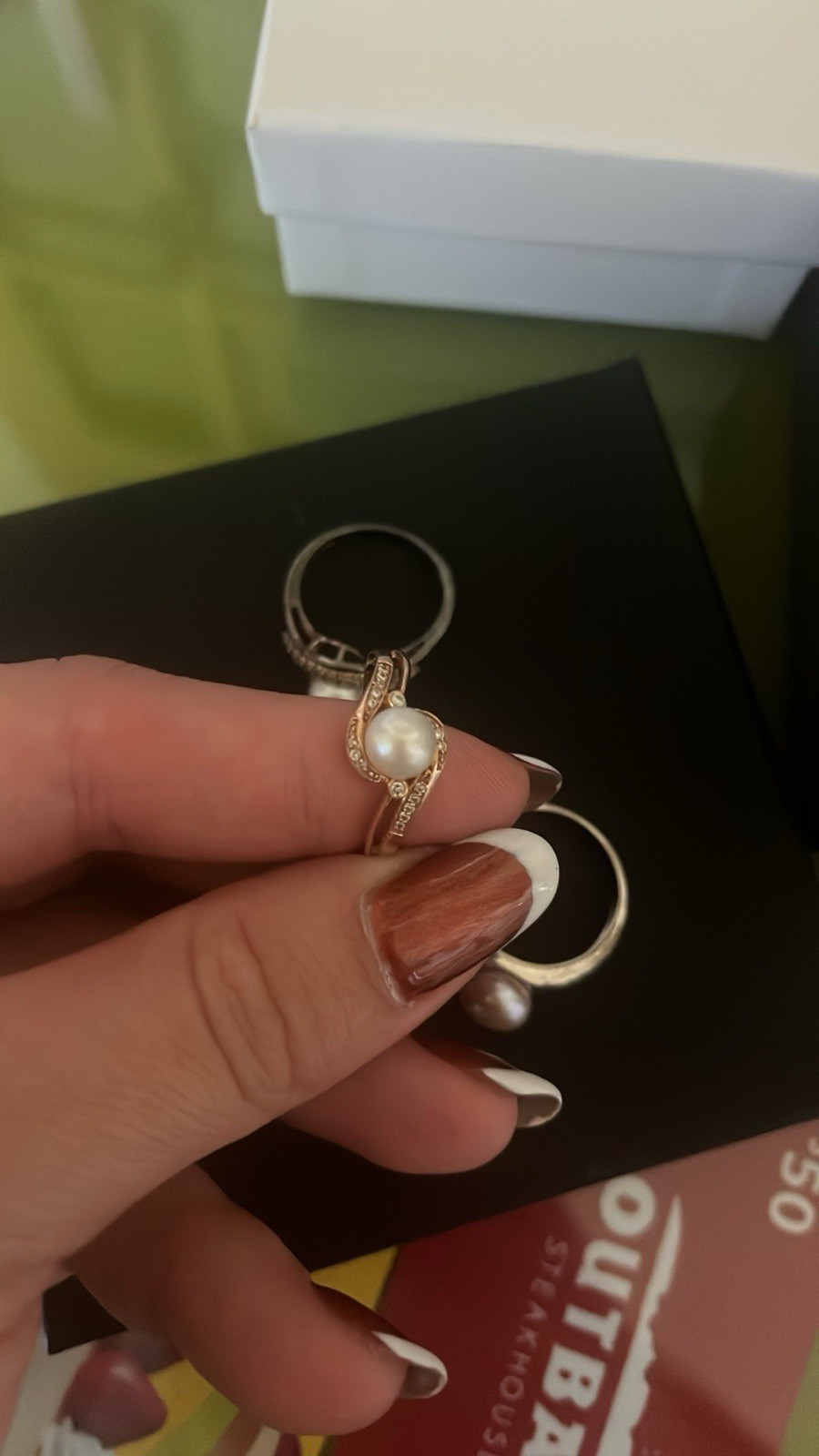 Bundle of Three Pearl Rings for Women. All A Size 7 Details In Description
