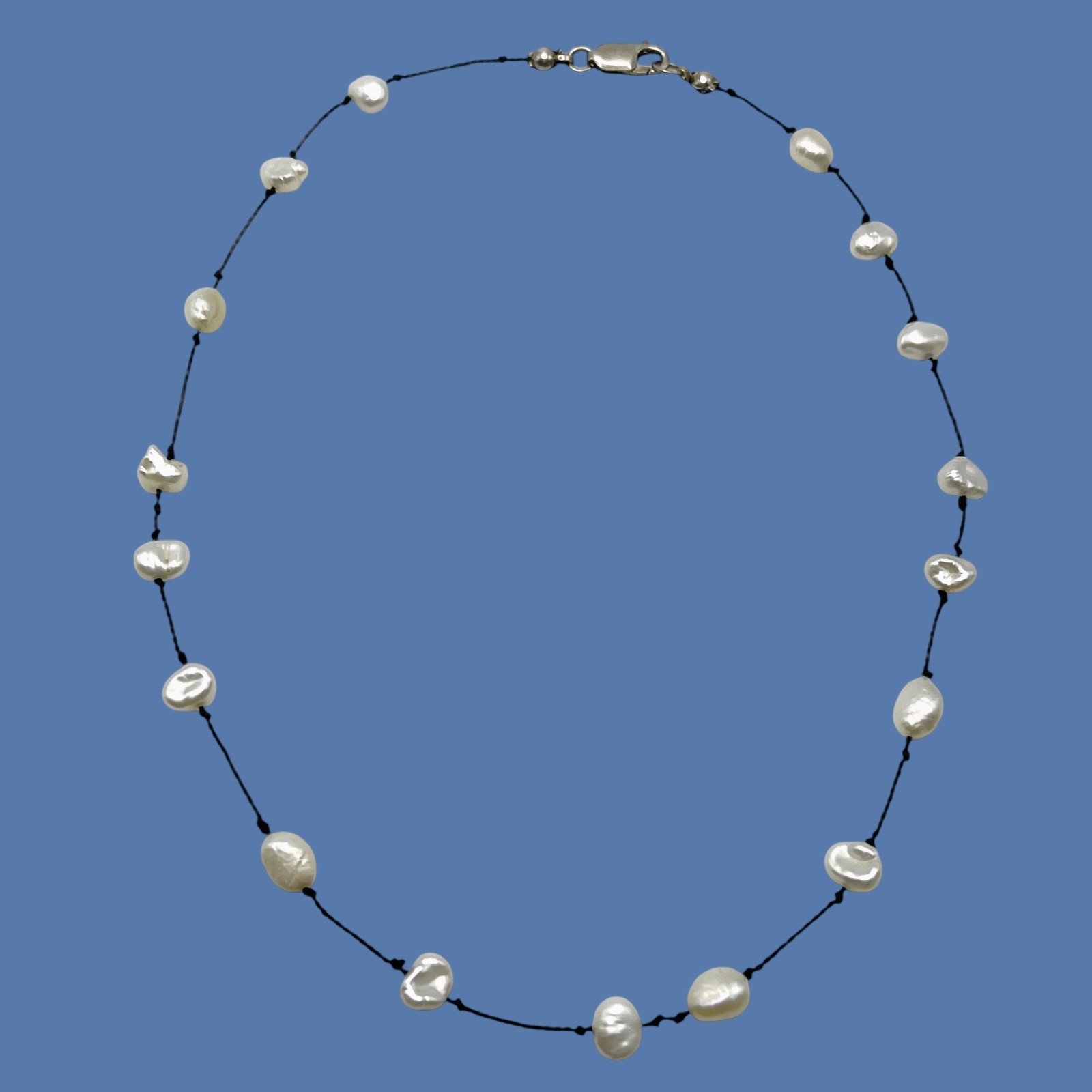 Baroque Freshwater Pearl Necklace Black Cord Casual Beach Cruise Minimalist Boho